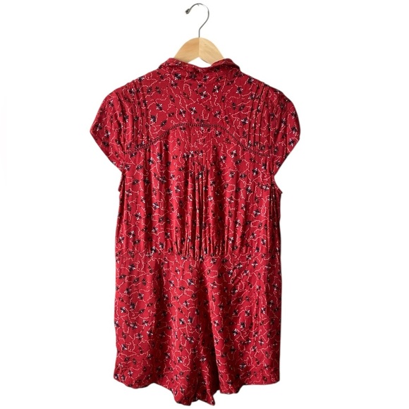 People Red Floral Combo Short Sleeves Romper Size M - Picture 8 of 12